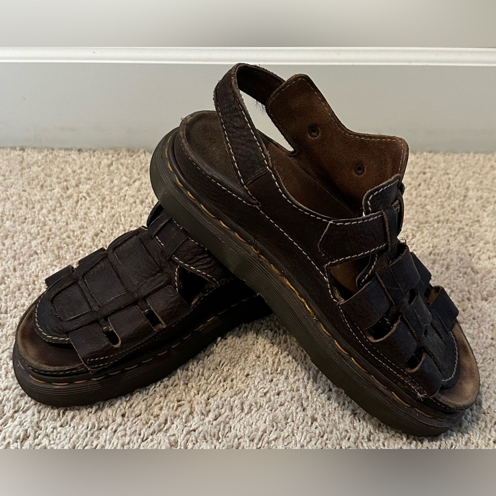 Vintage 90’s Dr Martens- Men's Brown Leather Sandals